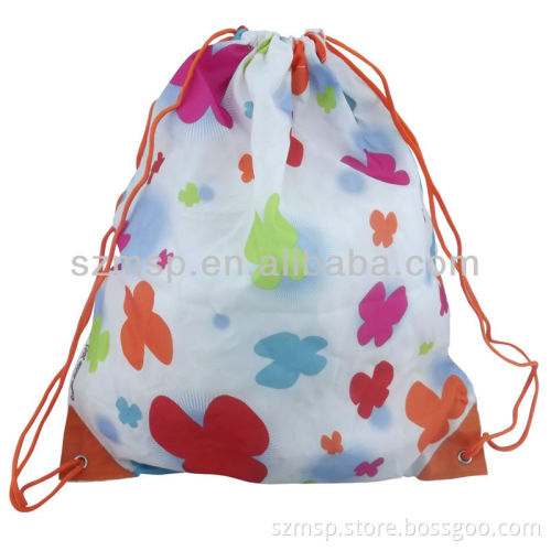 Girls nylon all over print soft drawstring gym bag
